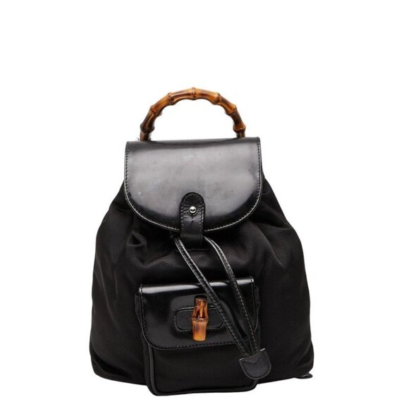 Gucci Bamboo Mini Backpack Black Nylon Leather main image 9